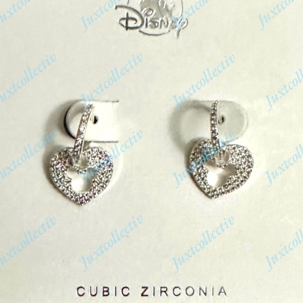 NWT Disney Parks Mickey Mouse Icon Heart Rhinestone Hoop Earrings